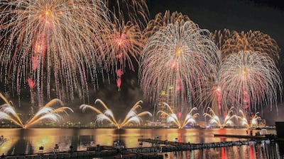 Fireworks at the New Year’s Eve Countdown Village at the Abu Dhabi Corniche Breakwater. Victor Besa for The National