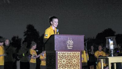 Maria Kelly, Chairperson spoke at the Darkness into Light walk at Emirates Palace.