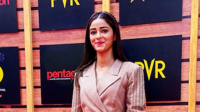 Ananya Panday chose a beige jacket dress by Ulyana Sergeenko. Photo: AFP