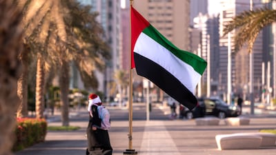 The UAE flags at the Abu Dhabi City Municipality. Victor Besa/The National