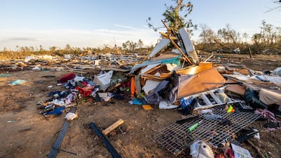 The ruins of a house destroyed by the tornado, in Prattville, Alabama. AP