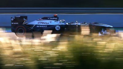 Pastor Maldonado, of Venezuela and Williams, drives during a Formula One winter testing session at Circuito de Jerez in Spain. Paul Gilham / Getty Images