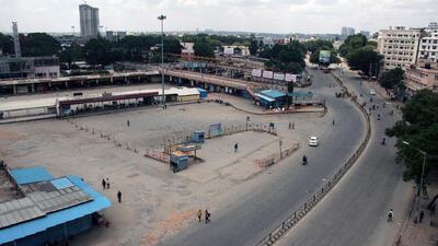 A deserted bus stand in Bengaluru, India, on September 9, 2016, during a day-long strike over Karnataka being ordered to release water from the Cauvery river to neighbouring Tamil Nadu state. N V Jagadeesh / EPA