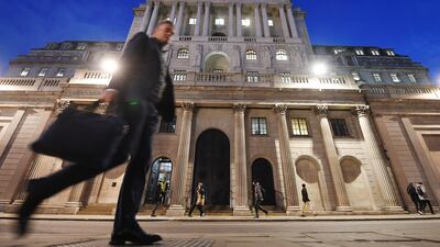 The Bank of England in London. Hiring is buoyant in the banking sector again, after 7,000 jobs were lost in the City of London when the UK left the EU. EPA