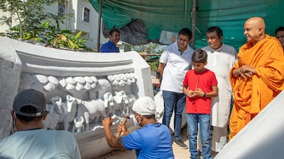 Families in Rajasthan have, over several generations, sculpted intricate work for Indian temples. Photo: Baps Hindu Mandir