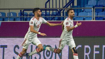 UAE's Harib Abdallah celebrates scoring the winning goal. AFP