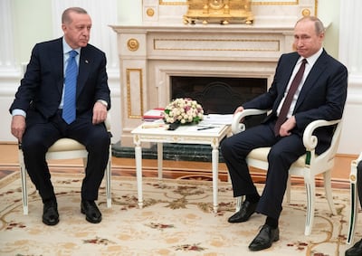 Russian President Vladimir Putin and Turkish President Recep Tayyip Erdogan held a bilateral meeting in Moscow on Thursday. EPA