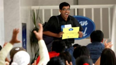 Saurav Jha celebrates moving on to the next round of Indian Idol which is held in Mumbai.