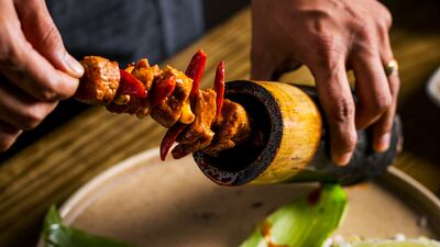 Deomali mutton by chef Amninder Sandhu follows cooking techniques inspired by the Tai Phake, Mishing and Naga tribes. Photo: Amninder Sandhu