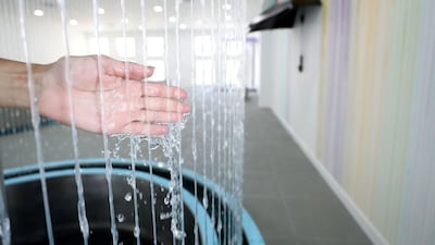 Inside The Splash Lab gallery where children can play water and bubbles.