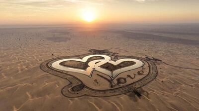 Sheikh Hamdan bin Mohammed shared an image of the heart-warming Love Lake in Dubai in November 2018. Courtesy faz3