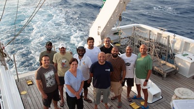 The team taking part in the project to map artefacts. From the left: Mohamed Salama, Abdullah Salamah, Abdulelah Khalaf, Chiara Zazzaro, Waleed Badr, Mahdi Alqharni, Emad Khalil, Amar Abdulkarim, Romolo Loreto, Mohamed Khedr, Marwan Mohammed. Photo: Umluj Project
