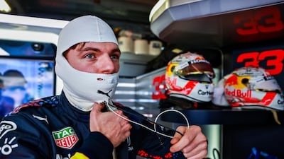 Max Verstappen of Red Bull in the garage on Thursday. Getty