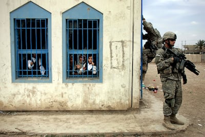 US troops in Iraq during 2007 as America began its 'surge' aimed at ending violence in the country. Getty Images.