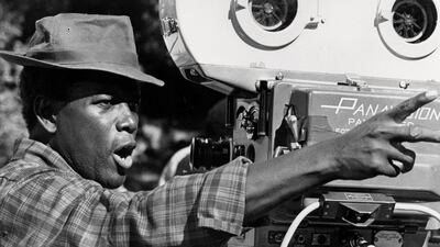 Sidney Poitier on the set of his 1974 comedy, 'Uptown Saturday Night'. Getty Images