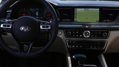 This particular model has a 12-speaker Harman Kardon stereo, head-up display, reversing camera, front and rear parking sensors, adaptive cruise control, blind-spot warning, panoramic sunroof, satnav with 8-inch display and loads more. Satish Kumar / The National