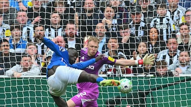 Sunderland's Brian Brobbey scores his team's second goal against Newcastle United at St James' Park. AFP