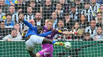 Sunderland's Brian Brobbey scores his team's second goal against Newcastle United at St James' Park. AFP