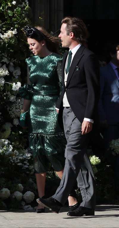 Princess Beatrice of York leaves York Minster after the wedding of Ellie Goulding and Caspar Jopling. Getty Images