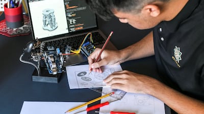 Mohamed Yalouh, 15, integrating the final CAD model of the ground based units. Khushnum Bhandari for The National