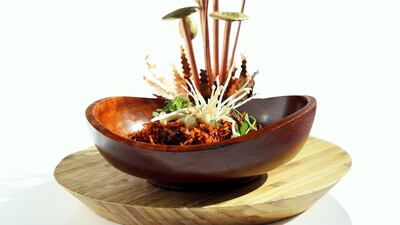 WELL-THOUGHT-OUT VEG: Chestnut tagliatelle with mixed wild mushrooms, butter sauce, grana padano and chives, Dh30, Ronda Locatelli