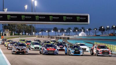 The 2019 FIA World Rallycross Championship field that will compete in Abu Dhabi this weekend. Victor Besa / The National