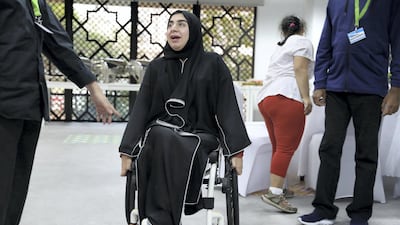 Noura Abdul Aziz takes part in volunteer training for the Special Olympics World Games at Abu Dhabi Media Company. Pawan Singh / The National