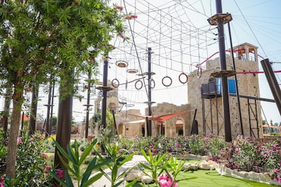 The high ropes course at the adventure park beyond the resort's main building. Photo: City of Dreams Mediterranean