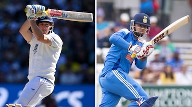 England's Harry Brook, left, and India batter Vaibhav Suryavanshi. Getty Images