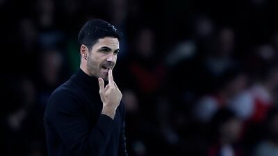 Arsenal manager Mikel Arteta watches the action. AP