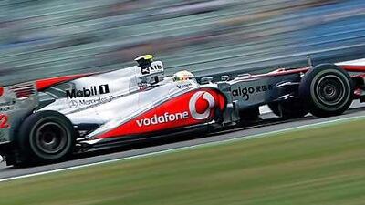 Lewis Hamilton in action during yesterday's second practice run after crashing earlier.