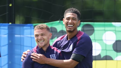 England's Kieran Trippier with Jude Bellingham. Getty Images