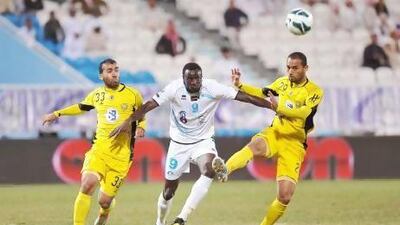 Andre Senghor, centre, is a proven scorer and joins Al Wasl on a one-year loan from Baniyas. Shadi Malkawi / The National