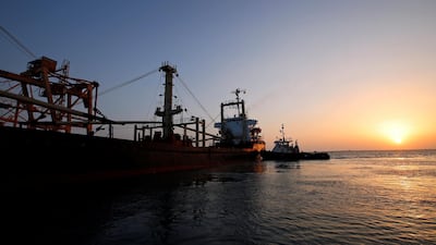 This picture shows the Hodeidah city port on Yemen's Red Sea coast. Pro-government forces backed by the coalition have been making rapid advances in rebel-held Hodeidah province. Abduljabbar Zeyad / Reuters