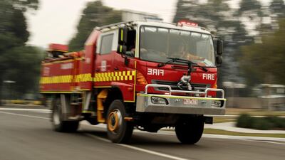 Strike team fire trucks roll out in Cann River, Australia. Getty Images