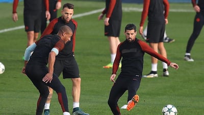 Nolito, right, of Manchester City in action during the training session. Chris Brunskill / Getty Images