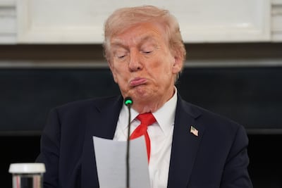 US President Donald Trump in the State Dining Room at the White House. AP