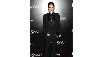 Winona Ryder in a Givenchy by Riccardo Tisci suit at the premiere of 'Black Swan' at the Ziegfeld Theatre in New York on November 30, 2010.