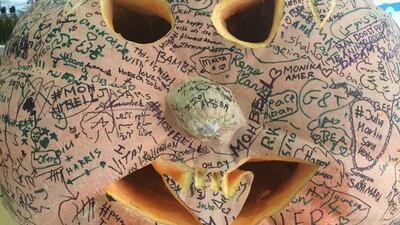 A gargantuan pumpkin on display at Markets and Platters in Dubai. Photo by Rebecca McLaughlin-Duane