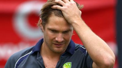 Shane Watson feels the strain.
