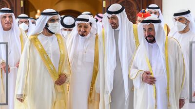 President Sheikh Mohammed receives rulers of the Emirates and congratulates them on the occasion of the Eid Al Adha. Photo: @MohamedBinZayed Twitter