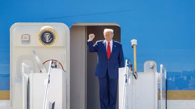 US President Donald Trump arriving in Malaysia. He will hold talks with Chinese President Xi Jinping this week. Bloomberg