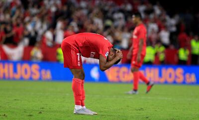 Real Madrid's Mariano sums up the feelings of his side in their 3-0 loss to Sevilla. AP Photo