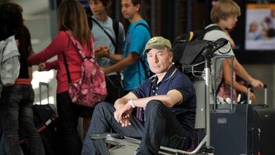 The novelist Tony Parsons in Heathrow Airport where he is writer-in-residence for a week.