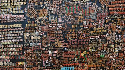 Wolverhampton pins are seen for sale prior to the Premier League match between Wolverhampton Wanderers and Manchester United at Molineux Wolverhampton, United Kingdom. Getty Images