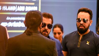Salman Khan greets Yo Yo Honey Singh at the event.