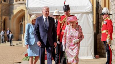 US President Joe Biden and Queen Elizabeth II at Windsor Castle. Getty Images