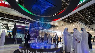 A light and laser display on the second day of Gitex.