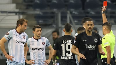 Aaron Cresswell 3 - It was deja vu as the defender saw red when he was caught the wrong side of Hauge and, as the last man, tangled with the Frankfurt forward. It proved to be the turning point in the tie as the home side took advantage and controlled the game from then on. EPA