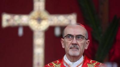 Latin Patriarch of Jerusalem Cardinal Pierbattista Pizzaballa leads a prayer service to mark Palm Sunday at the Church of All Nations in Jerusalem on March 29, 2026. AFP